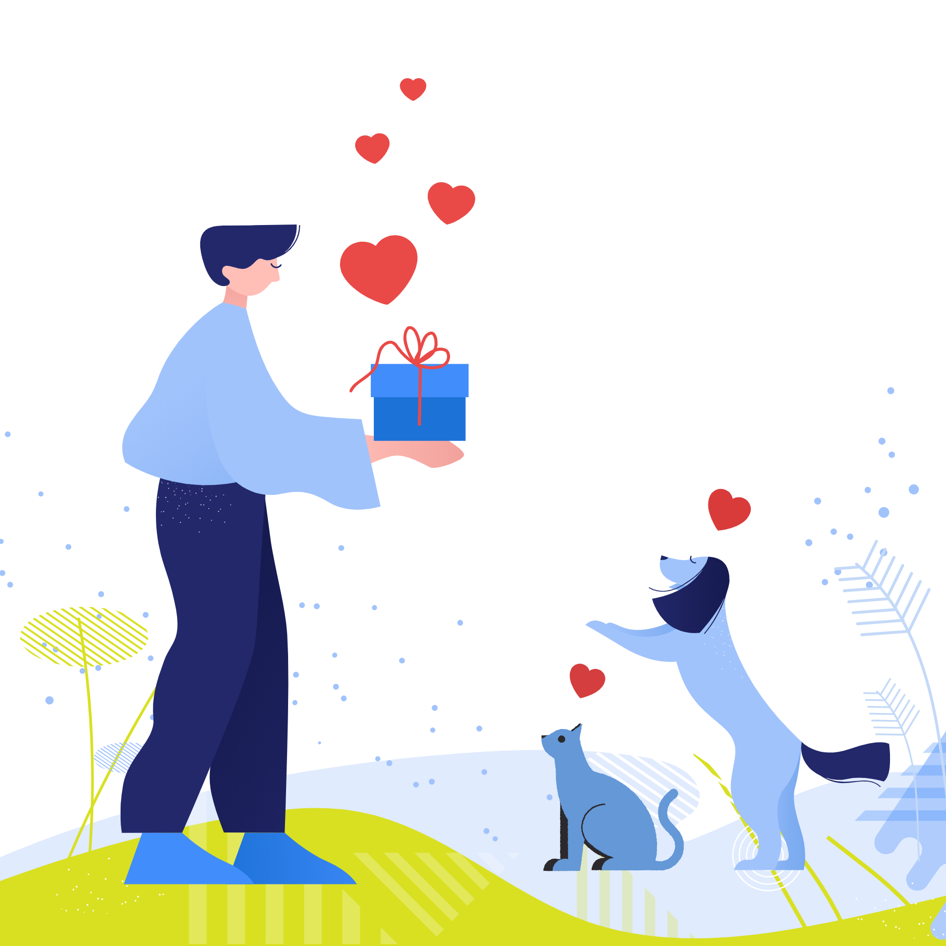 illustrazione donna da un regalo ad un uomo